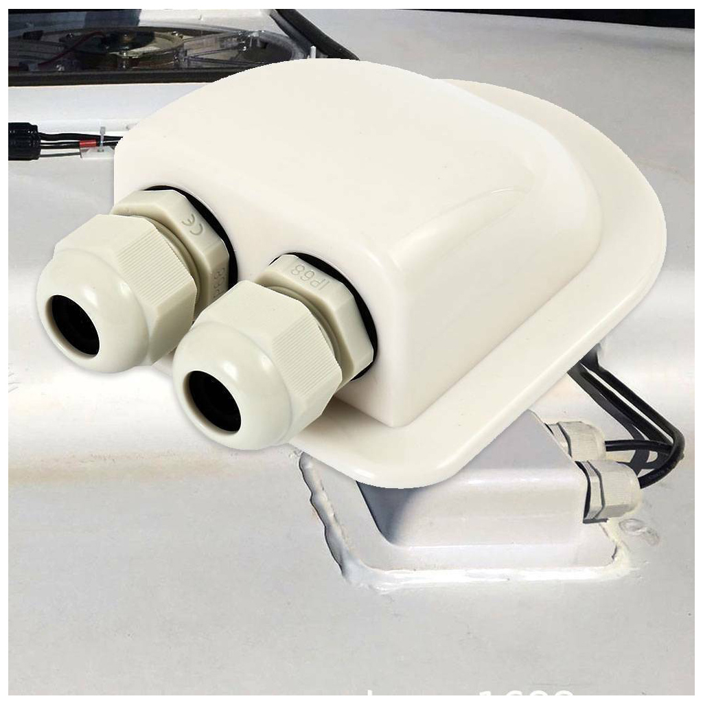 RV ABS Solar Double Cable Entry Gland Box Weatherproof for Solar Project on RV Camper Van Travel Trailer Boat Cabin