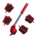5Pcs Professional Furniture Mover Tool Set Heavy Stuffs Transport Lifter Wheeled Mover Roller with Wheel Bar Moving Clean Device