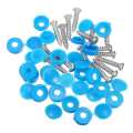 16pcs Universal Car Blue 22mm Number Plate Fixing Screws Caps Bolts Nuts Fitting Fixing Kit