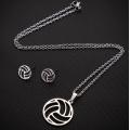 Hfarich Women Students Fashion Beach Volleyball Pendant Necklaces Hollow Ball Stainless Steel Circle Jewelry Graduation Gift