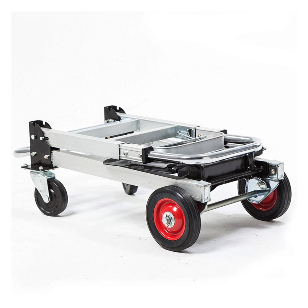 Hand Cart Aluminum alloy Portable Shopping Flat Trailer Trolley Car Folding Pull Truck Turtle Car Luggage Trolley