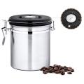 Leeseph Stainless Steel Coffee Container - Coffee Beans Canister with co2 Valve, Black