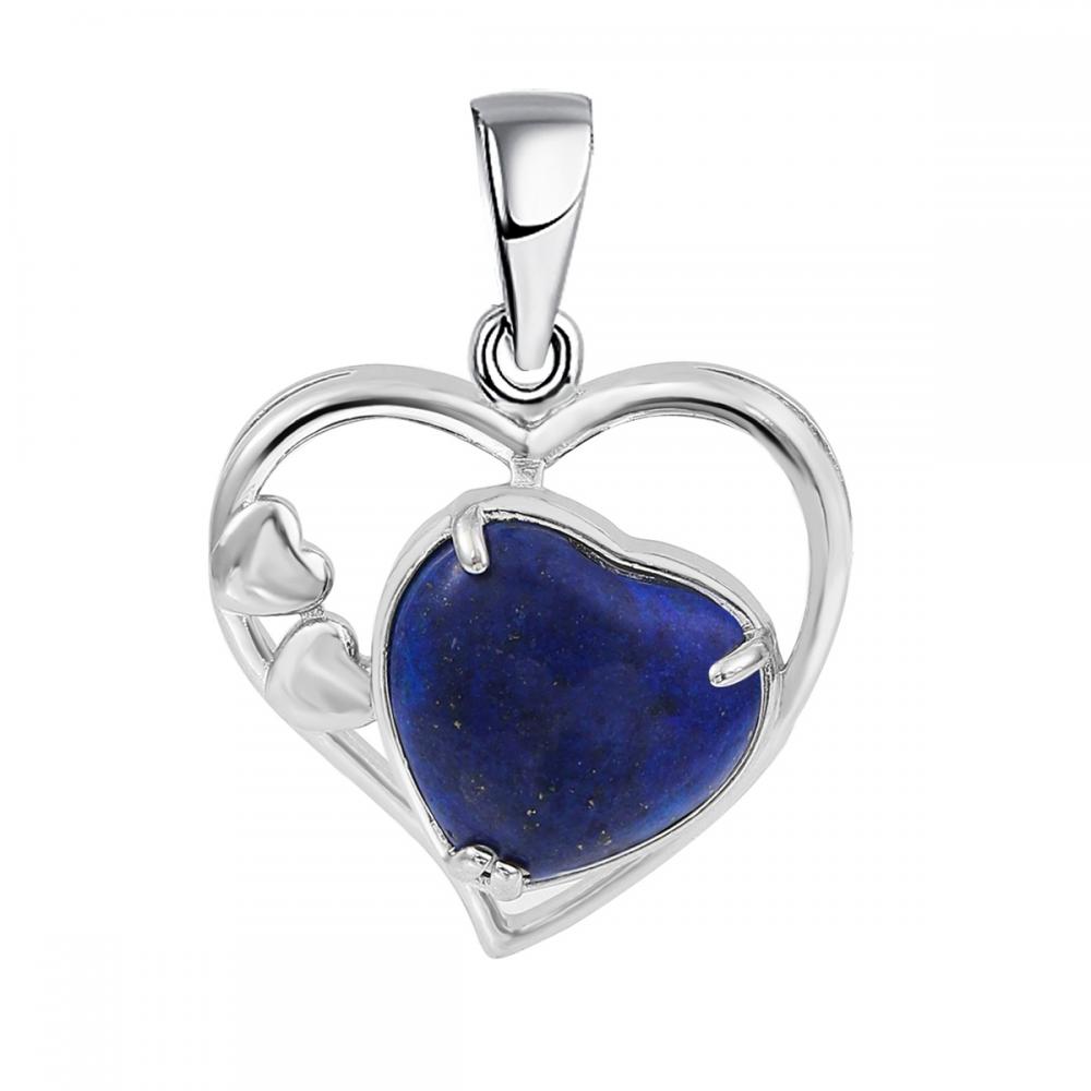 Lapis Lazuli Love Heart Birthstone Pendant Gemstone Necklaces for Women
