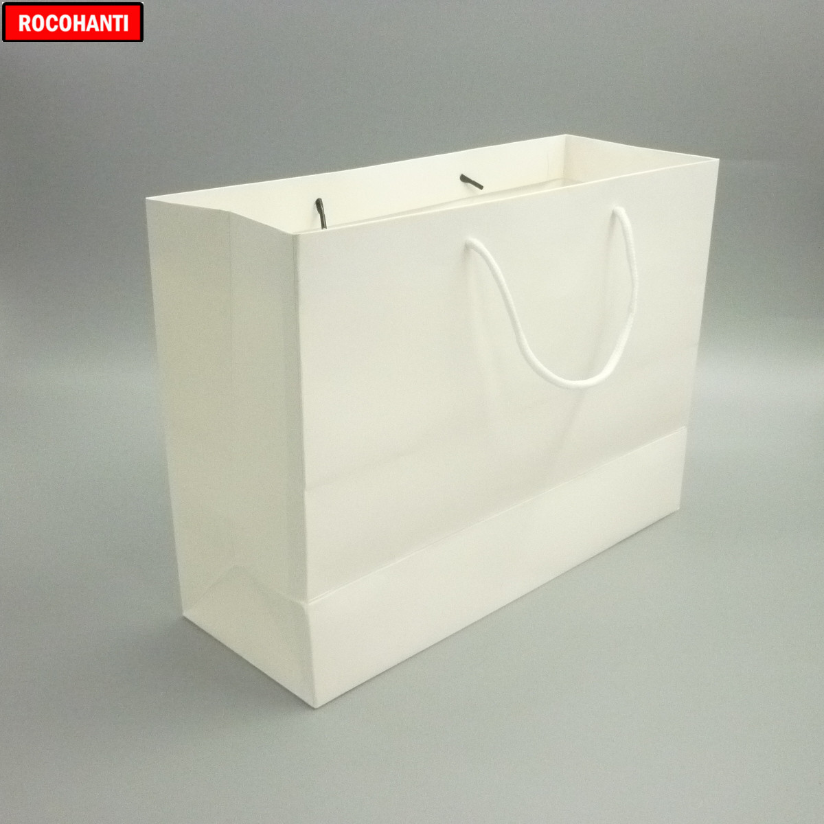 50X Custom Logo Printed Thick Grossy White Paper Bag 250grams Cardboard Paper Shopping Gift Bags with String