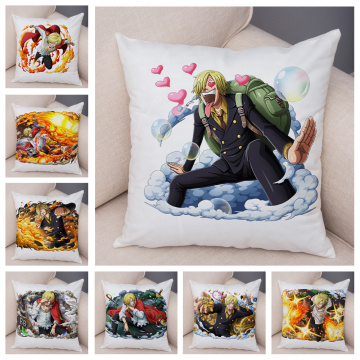 One Piece Sanji Pillows Covers Short Plush Decor Cartoon Pillowcase Pillow Case 45*45cm Cushion Cover for Sofa Home Car Chair
