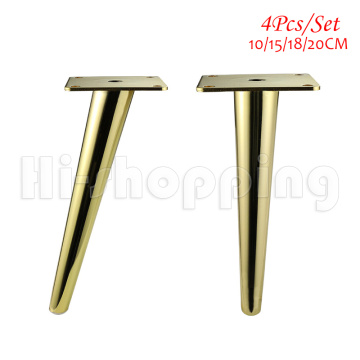4Pcs/Set Metal Furniture Legs Gold Vertical Inclined Tube Sofa Feet for TV Cabinet Cabinet Feet Support Furniture Accessories