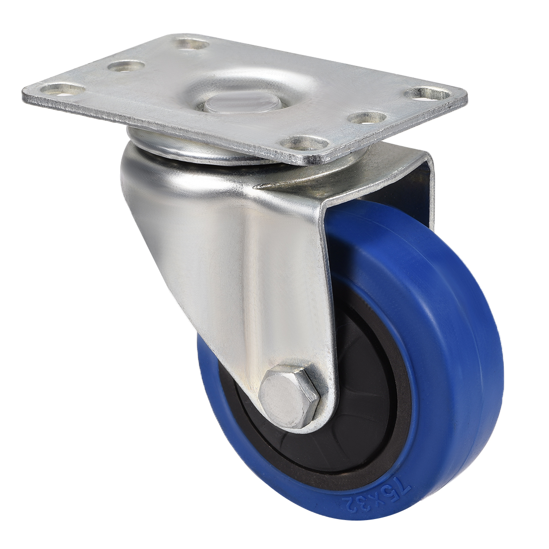 uxcell Swivel Caster Wheels 3 Inch Dia Rubber Caster Top Plate Blue Wheel 132lb Capacity