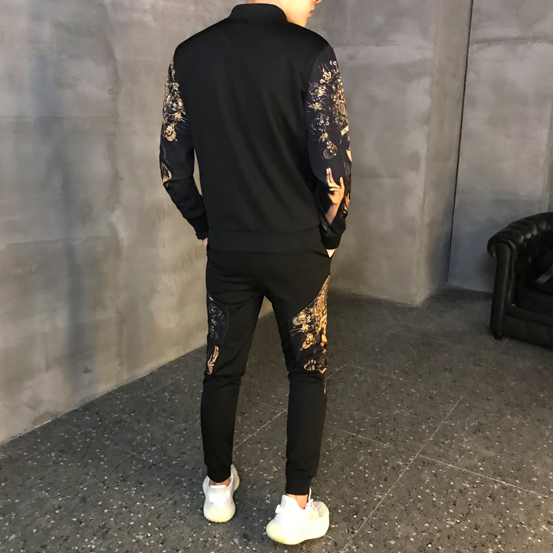 Jacket+Pants Men Set Spring Autumn Man Sport 2 Piece Sets Sport Suit Jacket + Pants Tracksuit 2020 New Men Tracksuit Asian Size