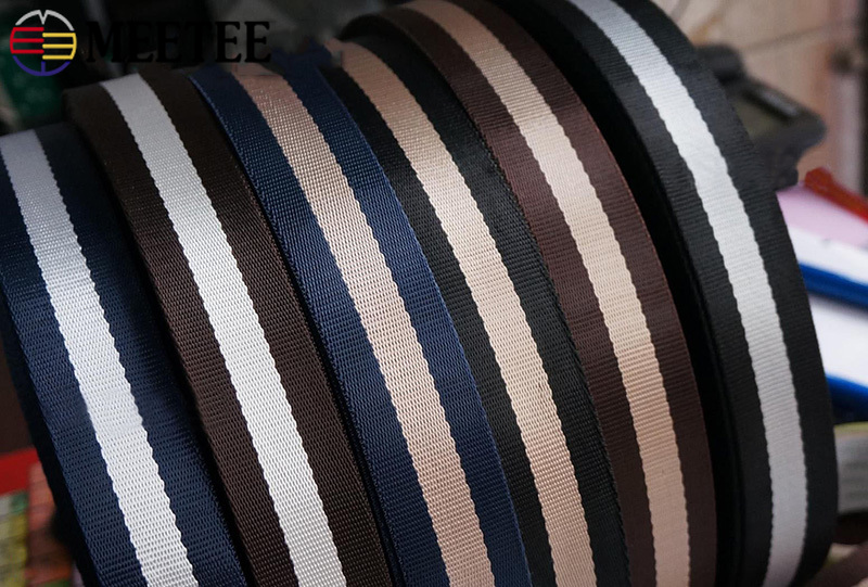 Meetee 8Meter 38mm Nylon Stripe Webbing for Bags Strap DIY Car Seat Belt Ribbon Decoration Band Webbing Tape Sewing Accessories