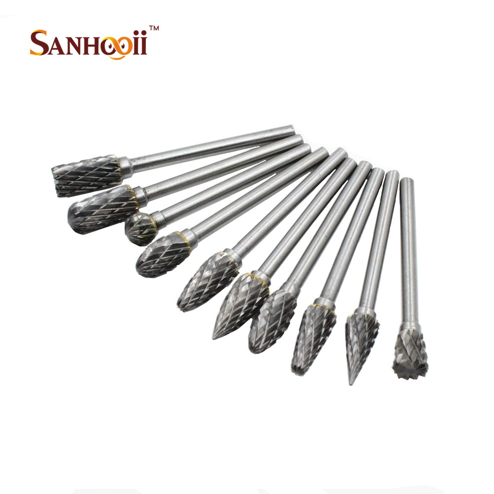 10in1 Type A-N Tungsten Steel 3mm Shank Carbide Tungsten Engraving Bit Burr Cutter Polishing Up to 85 Hardness for Rotary Tools