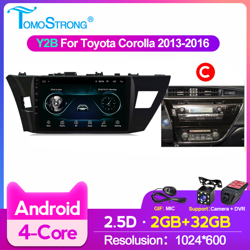 Head Unit Stereo Android For Toyota Corolla 2013-2015 2016 Auto Radio 2.5D HD Screen Car Video Player Multimedia GPS Navigation