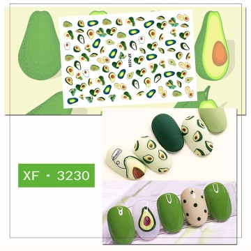 3D Nail Sticker Avocado vintage nail sticker Summer Colorful Fruit Patch Small Fresh Plants Cute DIY наклейки3