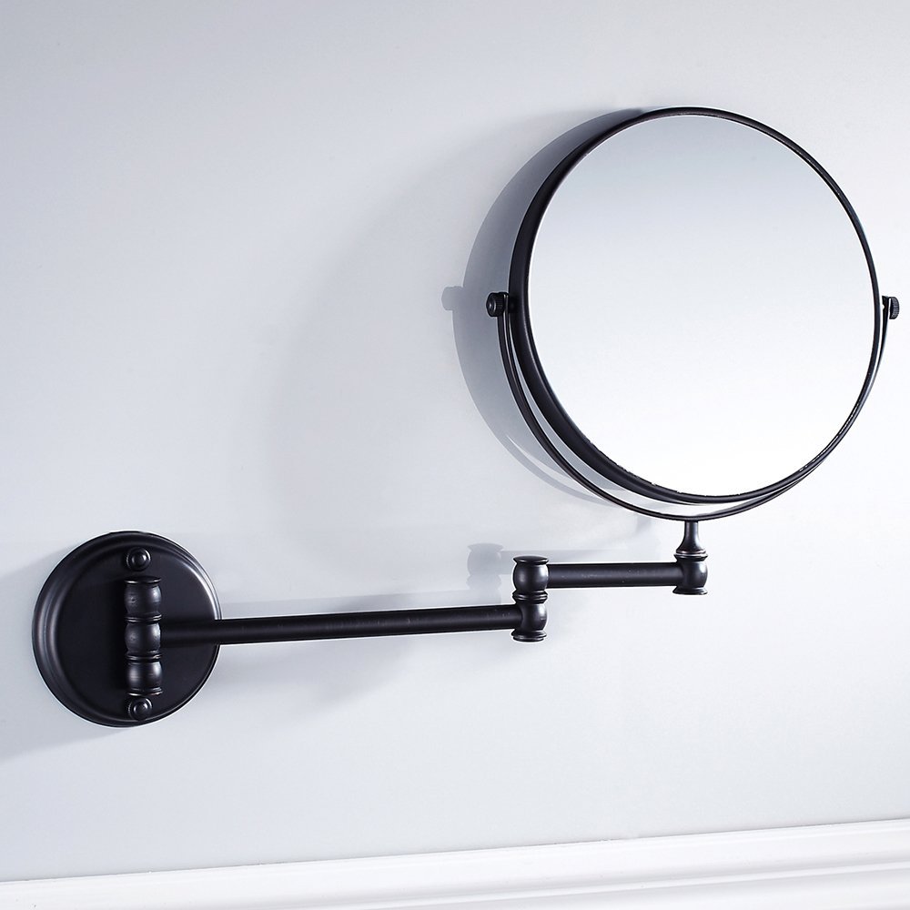 8-Inch Brass Bathroom Vanity Mirror folding Wall Mounted Folding Makeup Double Side Magnification Mirror Antique Style Black