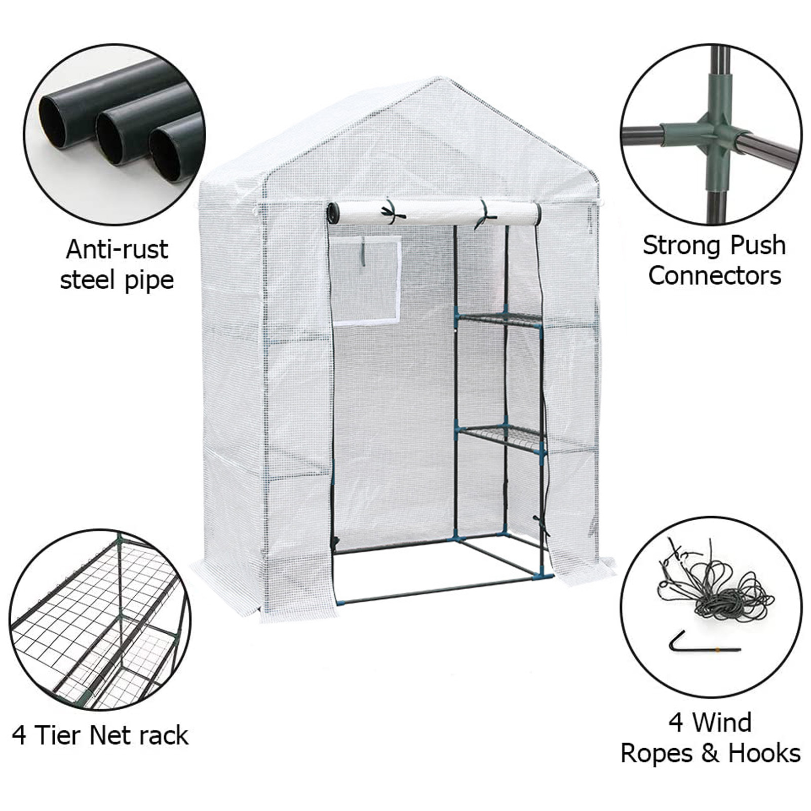 Outdoor Garden Greenhouse 3 Layers Large Walk-in Greenhouse With Steel Frame PE Mesh Cloth Cover Warm Ventilated Nursery