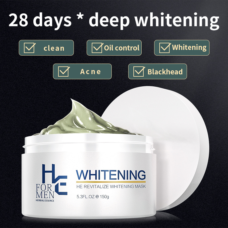 1-150g whitening mask mud mask blackheads acne whitening facial care men's deep cleansing and moisturizing