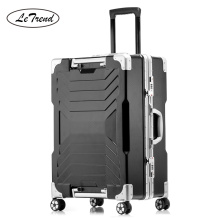 LeTrend High capacity Creative Rolling Luggage Spinner Suitcase Wheels 20 inch Black Carry on Trolley Aluminum Frame Travel Bag