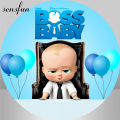 Round Scene Little Men Boss Baby Birthday Party Backdrops Blue Theme Balloons Photography Backgrounds Circle Decor Banner Custom