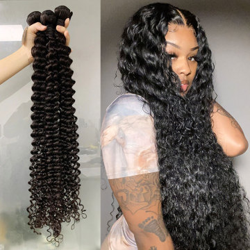 Water Wave Bundles Brazilian Hair Weave Bundles Deep Curly Water Wave 30 inch Hair Extensions For Black Women Human Hair Bundles