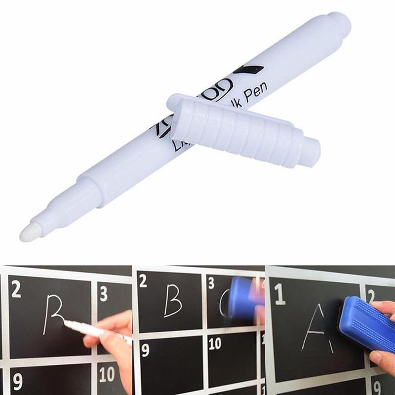 1pc Liquid Dust-free Chalk Pen 13.5cm Length Erasable White Glass Handwriting Marker Pen Pen Blackboard Marker Blackboard Y4K4