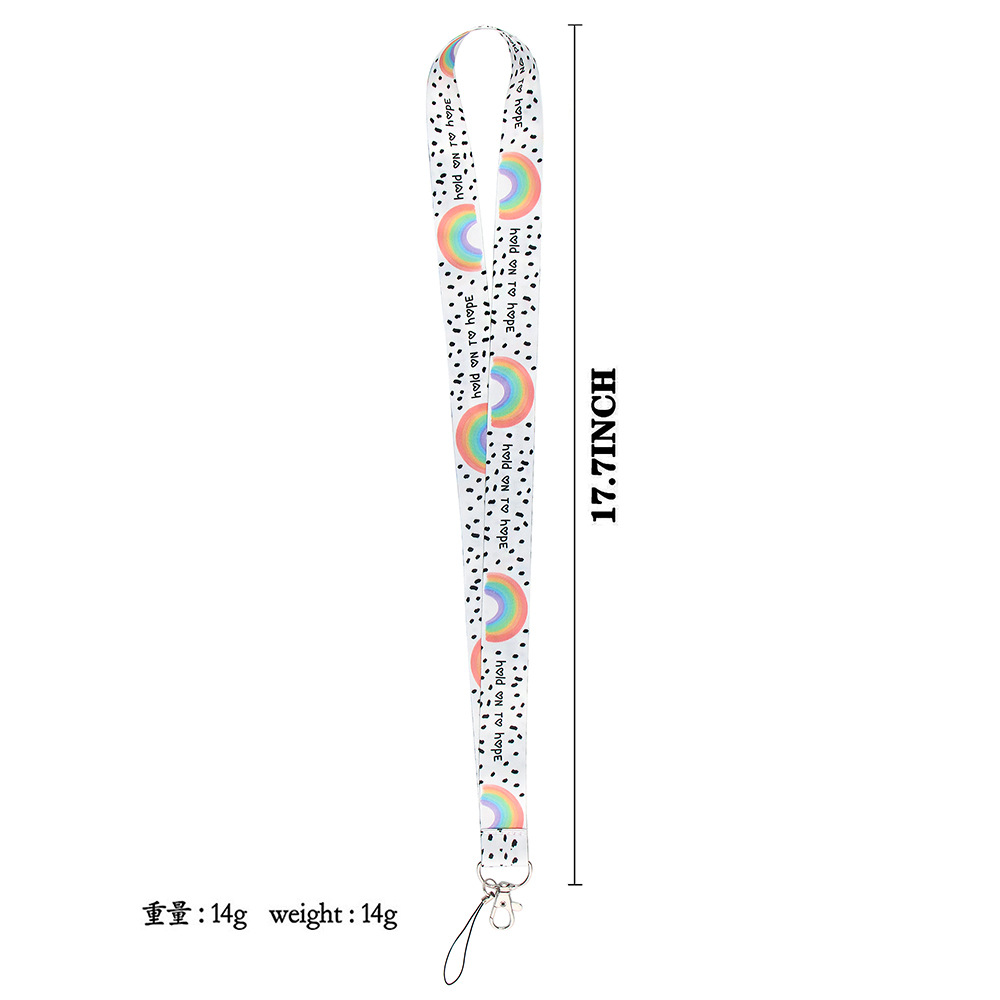 Cute Color Rainbow Neck Strap Keychain Lanyards For Keys ID Card Badge Holder Necklace Keycord Mobile Phone Straps DIY Hang Rope