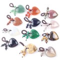 Natural Crystal Heart Love Stone Keychain 7 Chakra Reki Healing Crystal Gemstone Beads Tassel Keyring for Women