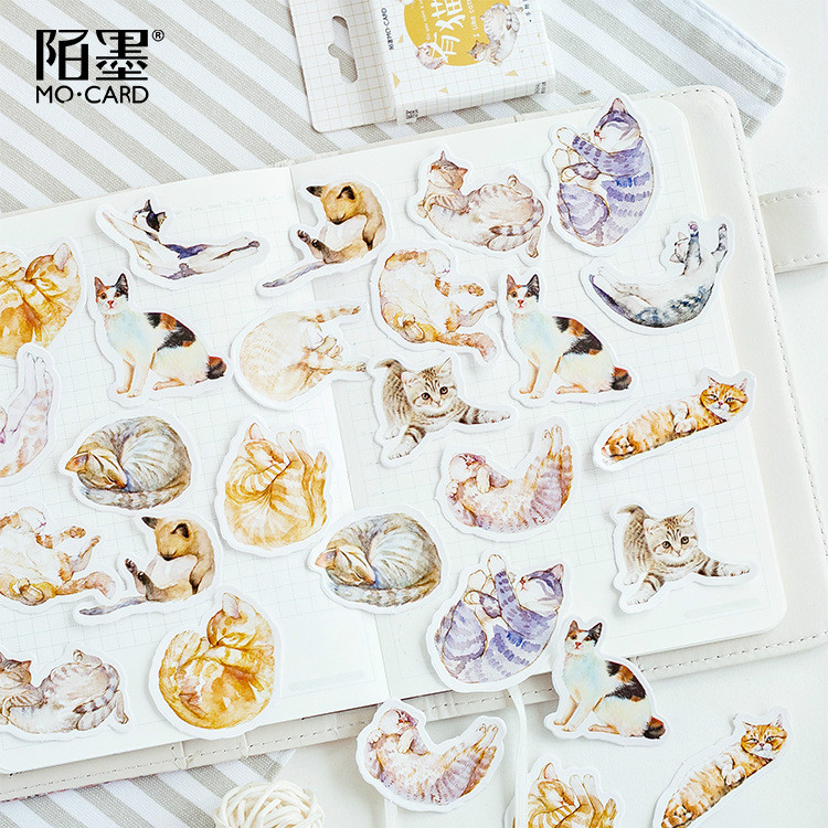 40pcs/pack Funny Cats Totem Calendar Stickers Pack Posted It Kawaii Planner Scrapbooking Stationery Stickers Office Accessories