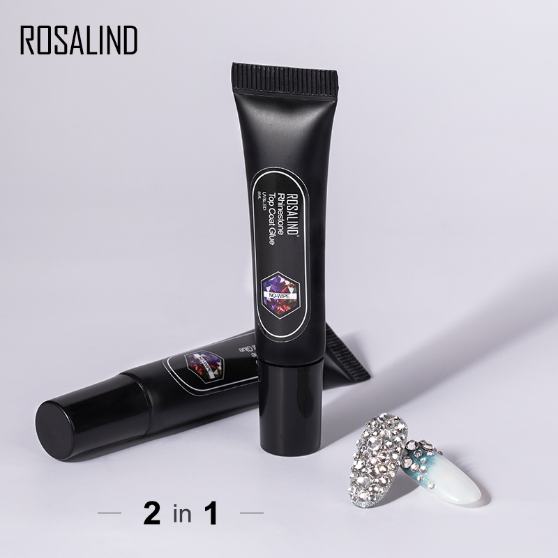 ROSALIND 2 in 1 Top Coat Rhinesotne Nail Gel Strong Adhesive Glue For Nail Rhinestones Decorations Semi Permanent Gel Polish UV