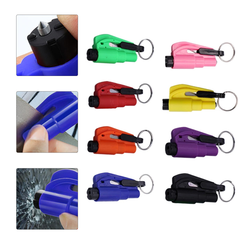 Car Safety Hammer Spring Type Escape Hammer Window Breaker Punch Seat Belt Cutter Hammer Key Chain Auto Accessories New 2020