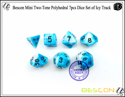 Bescon Mini Two-Tone Polyhedral 7pcs Dice Set of Icy Track-4