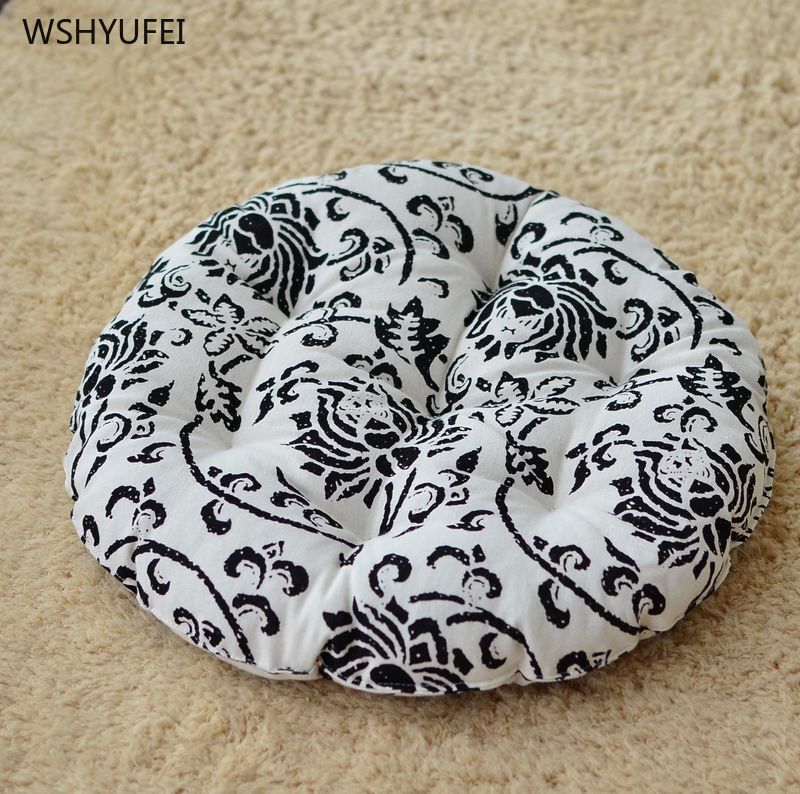Cotton and linen futon mat tatami round cushion office square cushion padded fabric sofa student bench wicker chair cushion