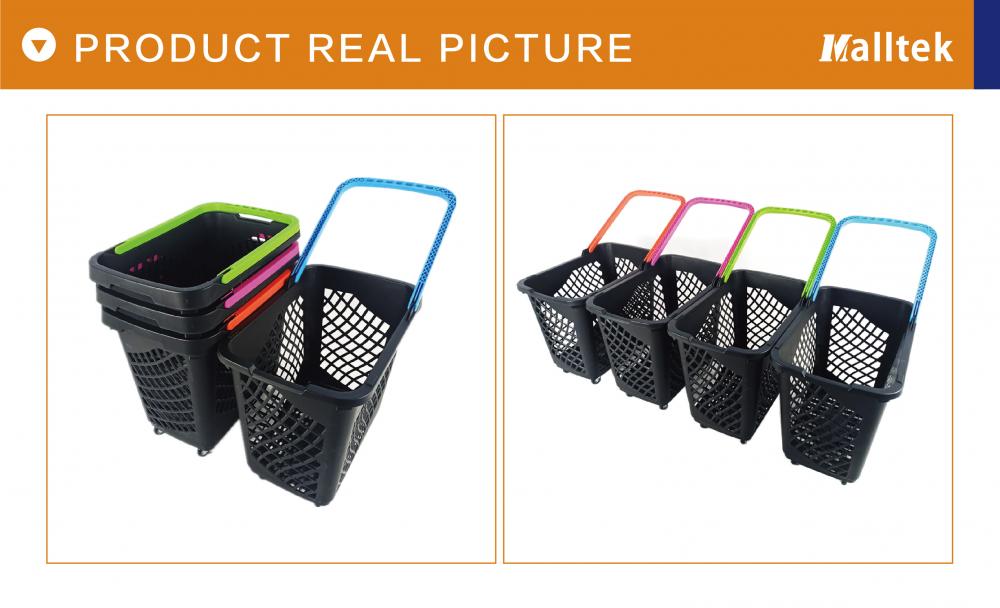 Supermarket Different Colors Shopping Basket Cart Supermarket Different Colors Shopping Basket Cart