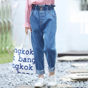 Children's denim pants 2019 Autumn new high waist girls jeans casual loose trousers modis kids clothes jeans Y1784