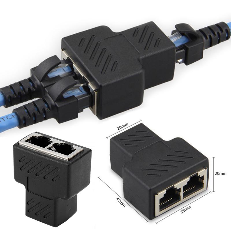 New Adapter Connector 1 To 2 LAN RJ45 Eight Core Standard Jack Socket Splitter Extender Plug For Ethernet Network Cable