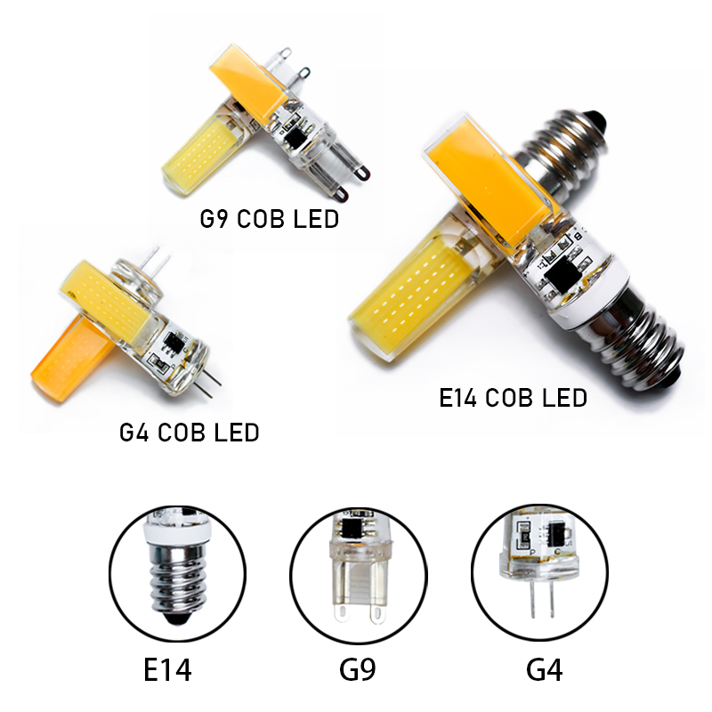 2pcs/lot LED COB G4 G9 E14 3W 6W Lamp Bulb Dimable AC/DC 12V 220V 360 Beam Angle Replace Halogen Led Lamp Chandelier Lights