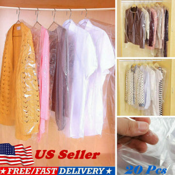 Transparent Clothes Dust Bag 20pcs x Garment Covers Polythene Clear Plastic Dry Cleaner Clothes Bags