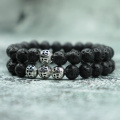 Noter Mens Bracelet Vintage Ball Buddha Ethnic Braslets Real Natural Map Volcanic Stone Brazalete Male Pair Braclet Accessories