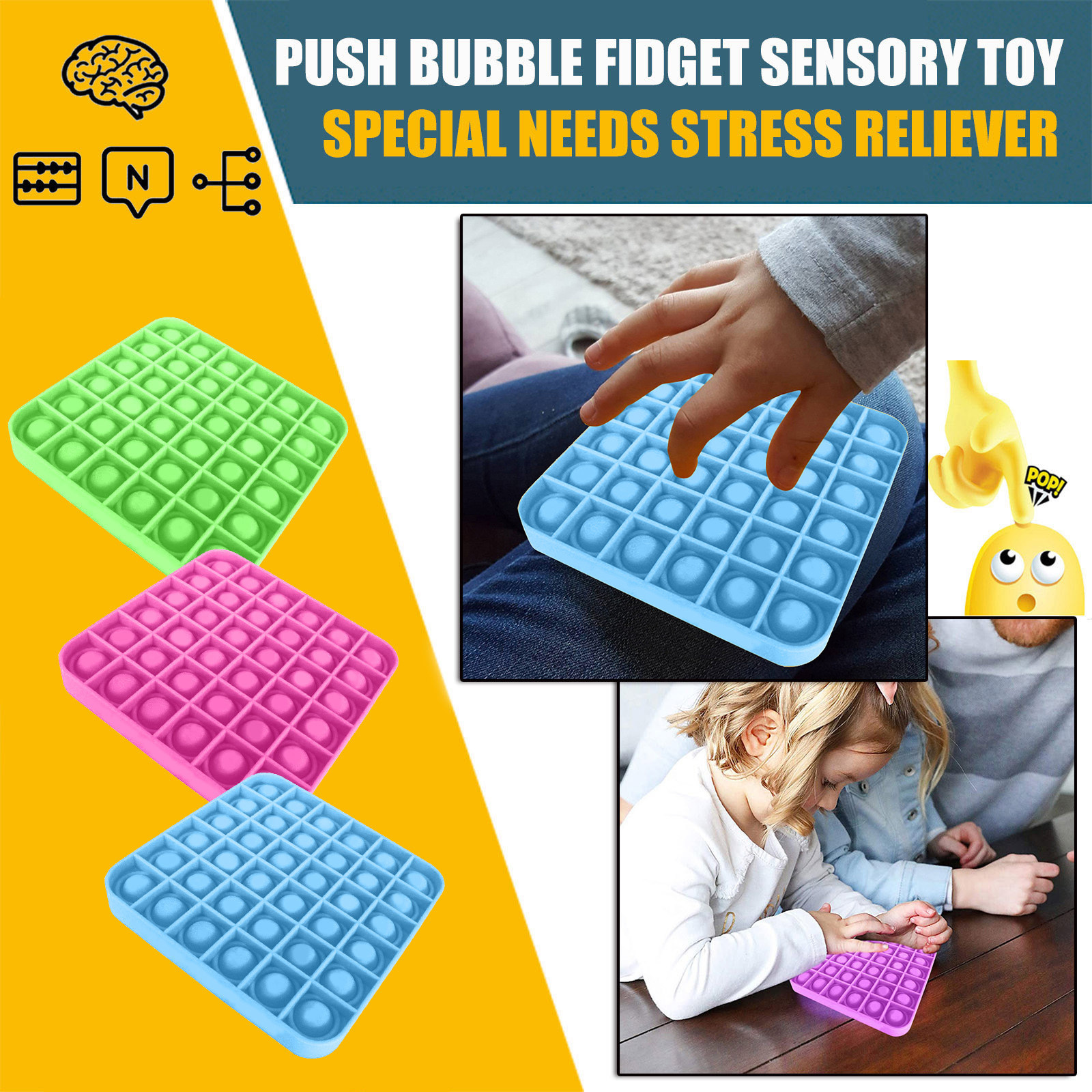 Popit Fidget Toy Antistress Toys Push Bubble Fidget Sensory Toy Autism Special Needs Stress Reliever Jouet Pour Autiste игрушки
