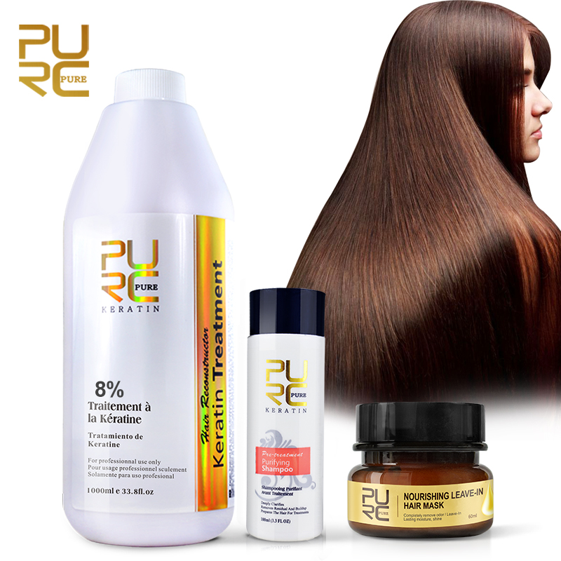 PURC best hair care set 8% 1000ml formlain keratin treatment and keep hair shiny Hair Mask