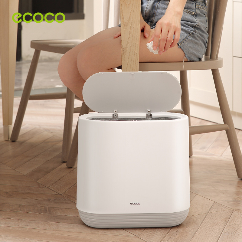 Ecoco Large Capacity 10L Trash Cans For The Kitchen Bathroom Wc Garbage Rubbish Bin Dustbin Bucket Crack Press-Type Waste Bin