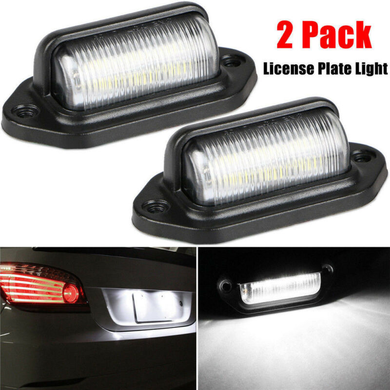 2 Pcs Waterproof 6 LEDs License Plate Light Rear Light Trailer Step Lamp for Car Boat RV Truck 12V License Plate Ligh