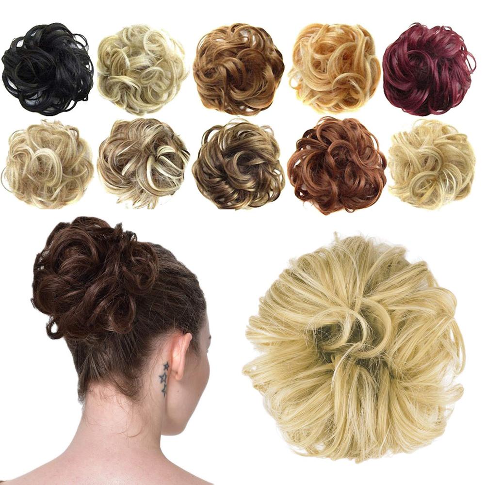 Kong&Li Synthetic Chignon Messy Scrunchie Elastic Band Hair Bun Straight Updo Hairpiece High Temperture Fiber Natural Fake Hair