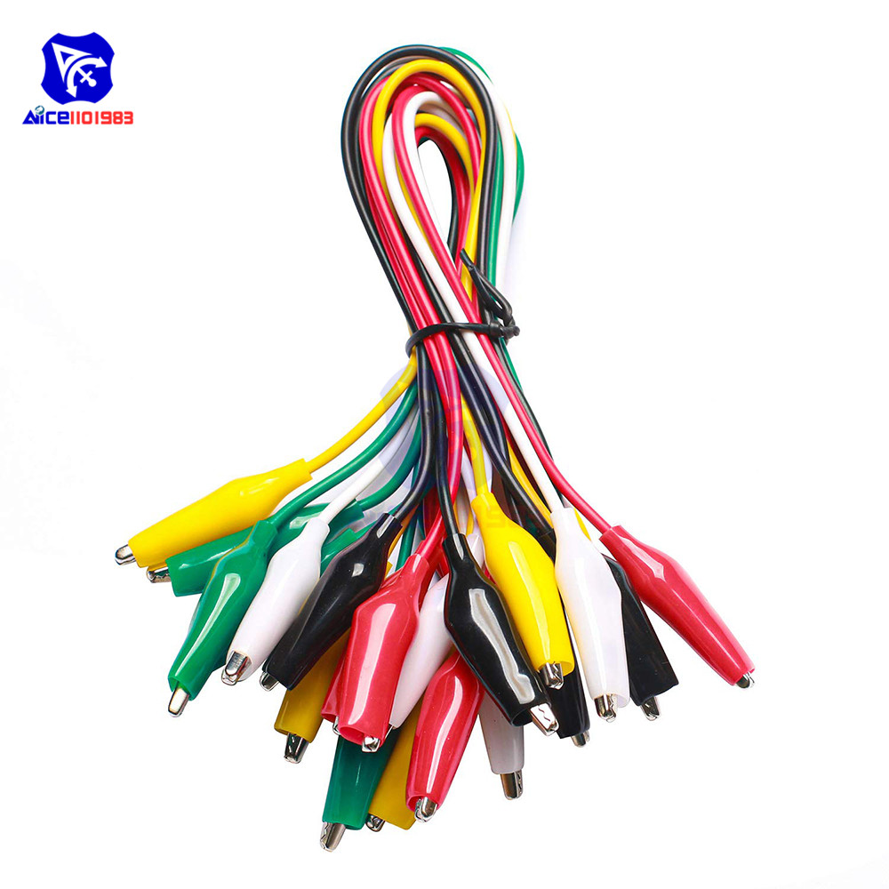 diymore 10PCS Electrical Alligator Clips with Wires Test Leads Sets Soldered and Stamping Jumper Wires 20.5 inches 5 Colors