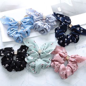 New Fashion Bowknot Rubber Hair Rope Women Hair Accessories Floral Ponytail Holder Bows Hairband Hair Scrunchie Holder