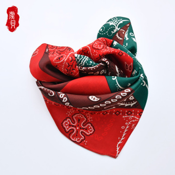 Red green 100% silk scarf femme printed cashew nut 50cm small square scarves women shawl wrap hair band for lady christmas gift