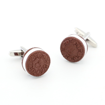 Biscuit Cuff Links For Men Cream Cookies Design Quality Brass Material Coffee Color Cufflinks Wholesale&retail