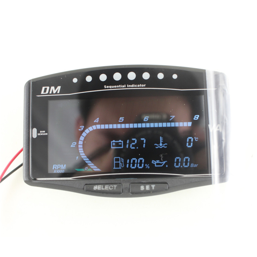 12v-24v Car Truck LCD Digital Oil Pressure Gauge/Volt Voltmeter /Water Temperature Gauge/Fuel Gauge /Tachometer 5 Function in 1