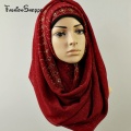 Muslim Plain Chiffon Scarf Sequins Floral Bandana Instant Khimar Hijab Arab Islamic Prayer Shawls Islamic Headwear YS223