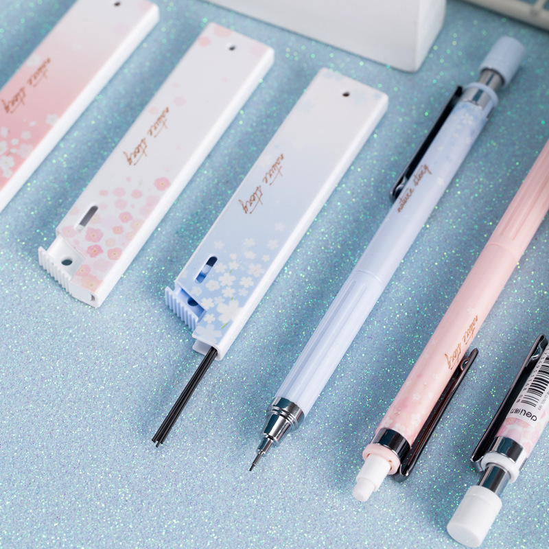 0.5mm Lovely Fresh Cherry Sakura Mechanical Pencil Set Student Automatic Pencil School Office Supply Escolar Papelaria