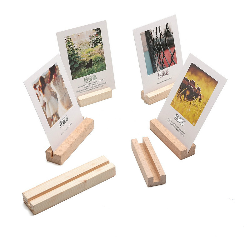 Wood Card Holder Wood Block Wedding Party Card Holder Stand Office Desk Menu Photo Clips