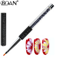 BQAN Black Petal Nail Brush UV Gel Builder Acrylic Nail Brush Flat Head Nail Painting Pen Nail Tools Manicure Rhinestone Handle